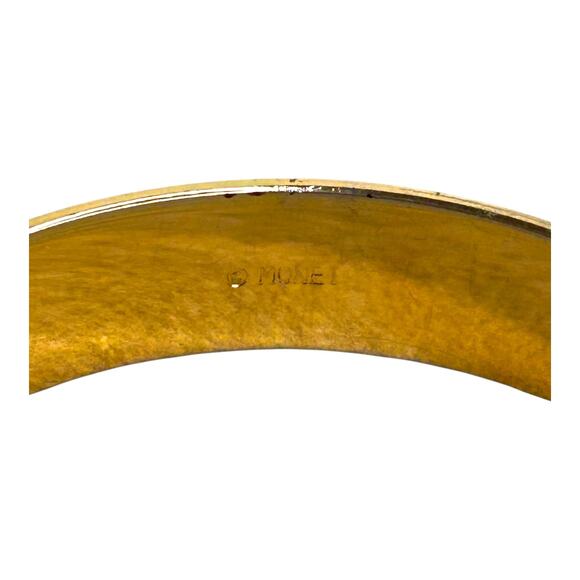 Vintage Monet Polished Yellow Gold Plated Bangle Bracelet - Picture 4 of 5